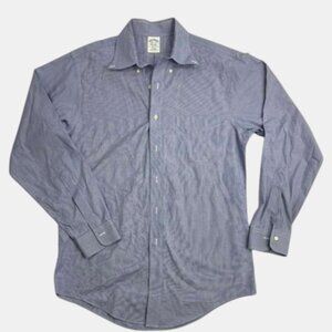 Brooks Brothers Men's Blue and Grey Shirt